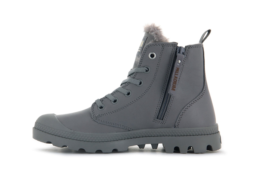 Palladium Pampa Hi Zip Läder S Grå | PEF8011CC