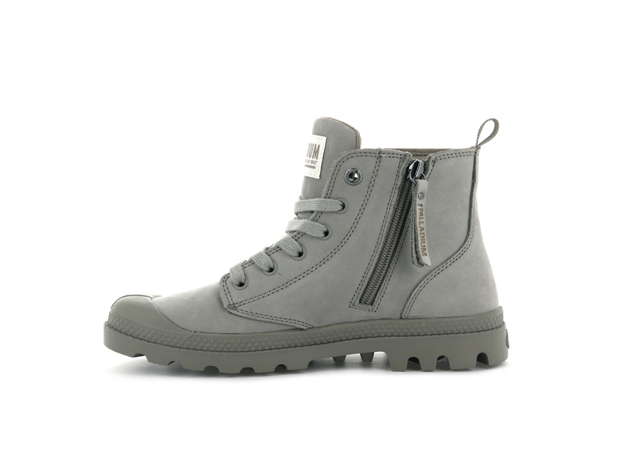 Palladium Pampa Hi Zip Nubuck Grå | TEW953MJ