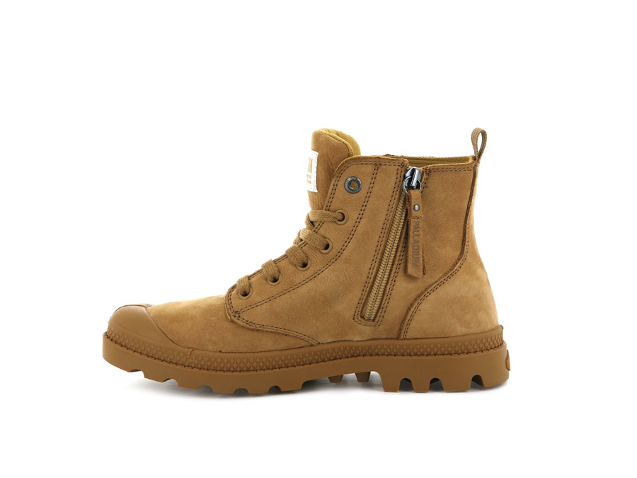 Palladium Pampa Hi Zip Nubuck Guld | DZE9469RH