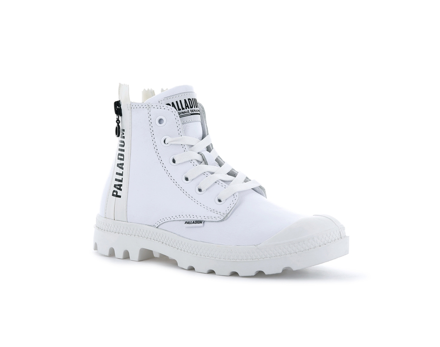 Palladium Pampa Ubn Zips Läder Vita | GEH9913HS