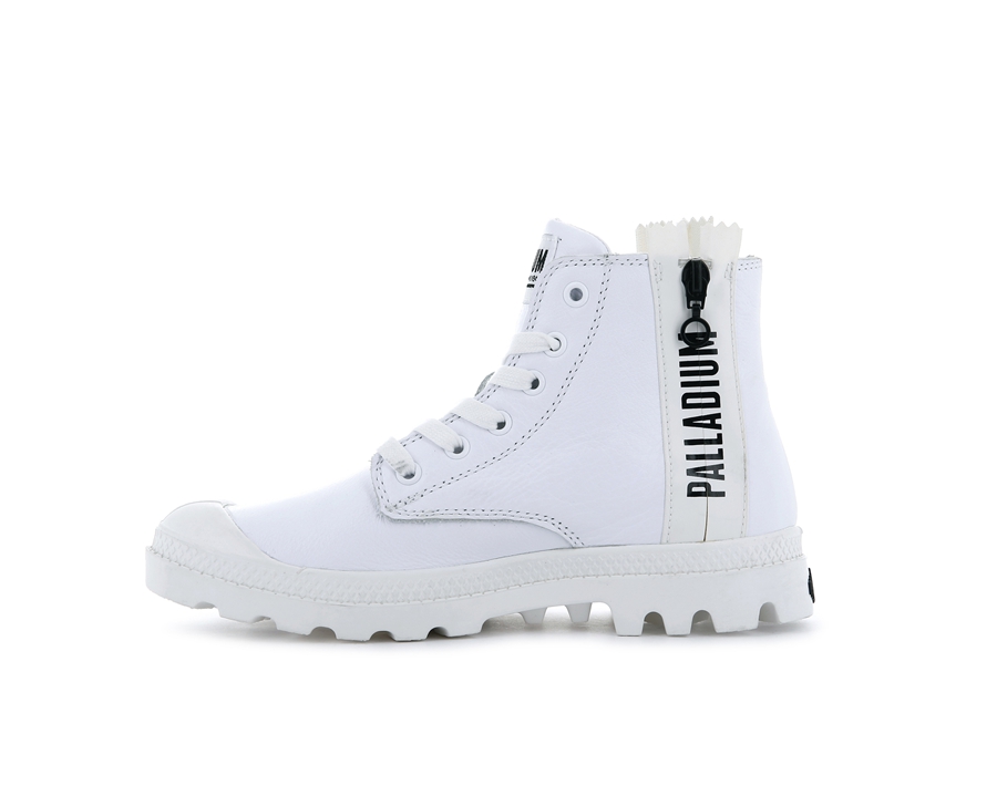 Palladium Pampa Ubn Zips Läder Vita | GEH9913HS