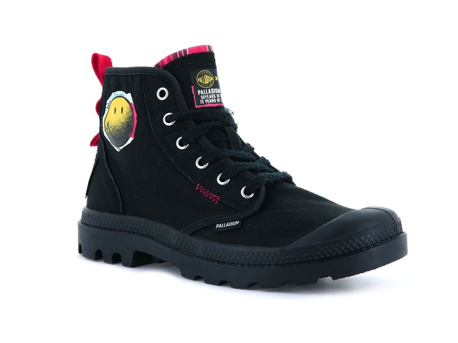 Palladium Pampa X Smiley 1970 Svarta | ORY9329GQ