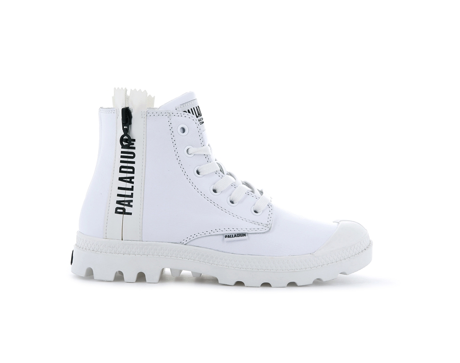 Palladium Pampa Ubn Zips Läder Vita | GEH9913HS